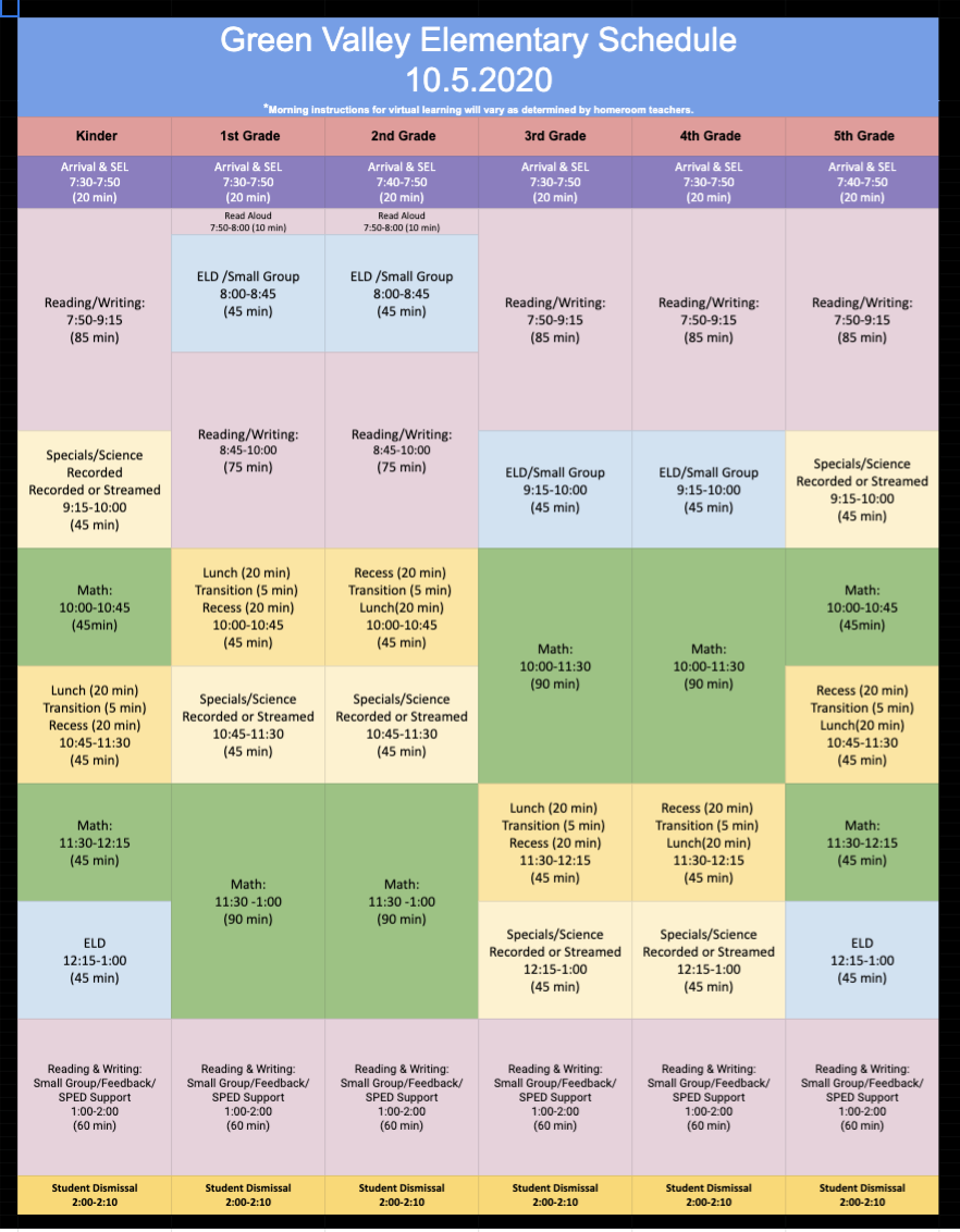 Green Valley Elementary » Schedule